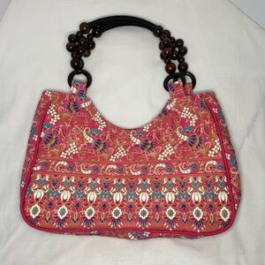 Top Handle Handcrafted Napada Purse Wooden Bead Accents Boho